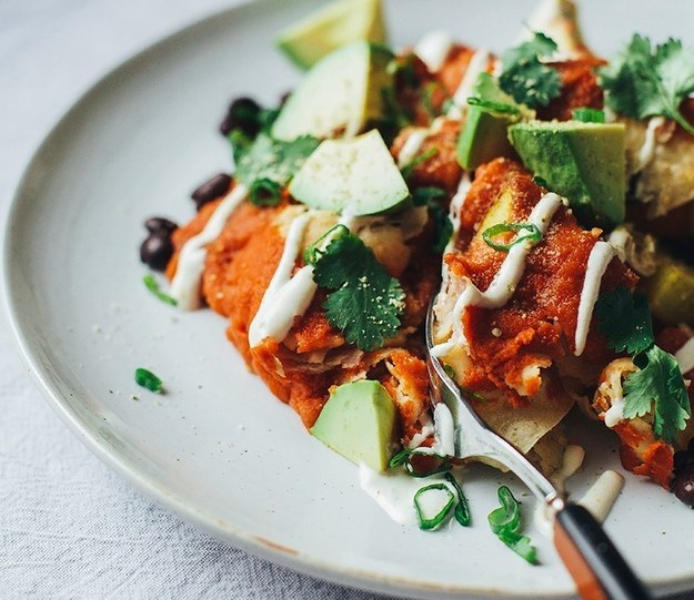 1. Cosy Vegan Enchiladas with Lime Cream