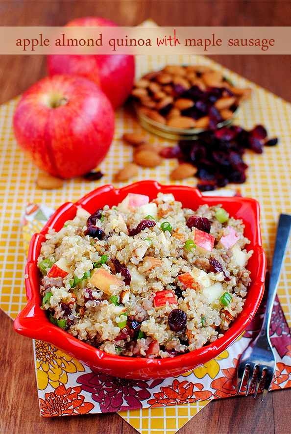 4. Apple Almond Quinoa with Maple Sausage