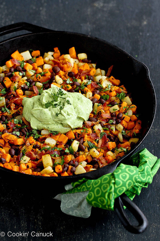 4. Sweet Potato Hash with Creamy Avocado Sauce